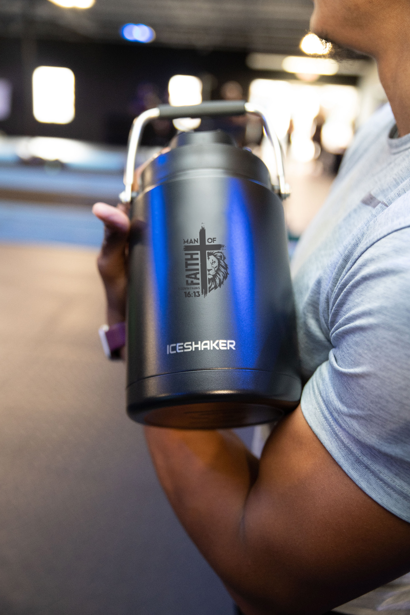 Faith Based Ice Shaker Half Gallon Jug 64 oz.
